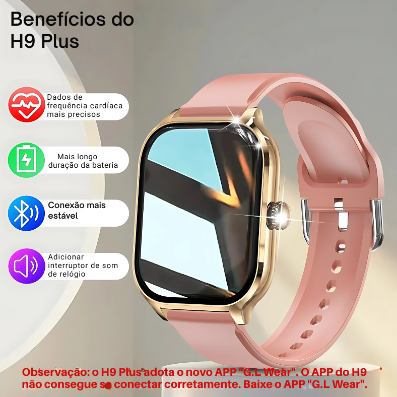 Novo relógio inteligente H9 com tela HD de 2,01 polegadas