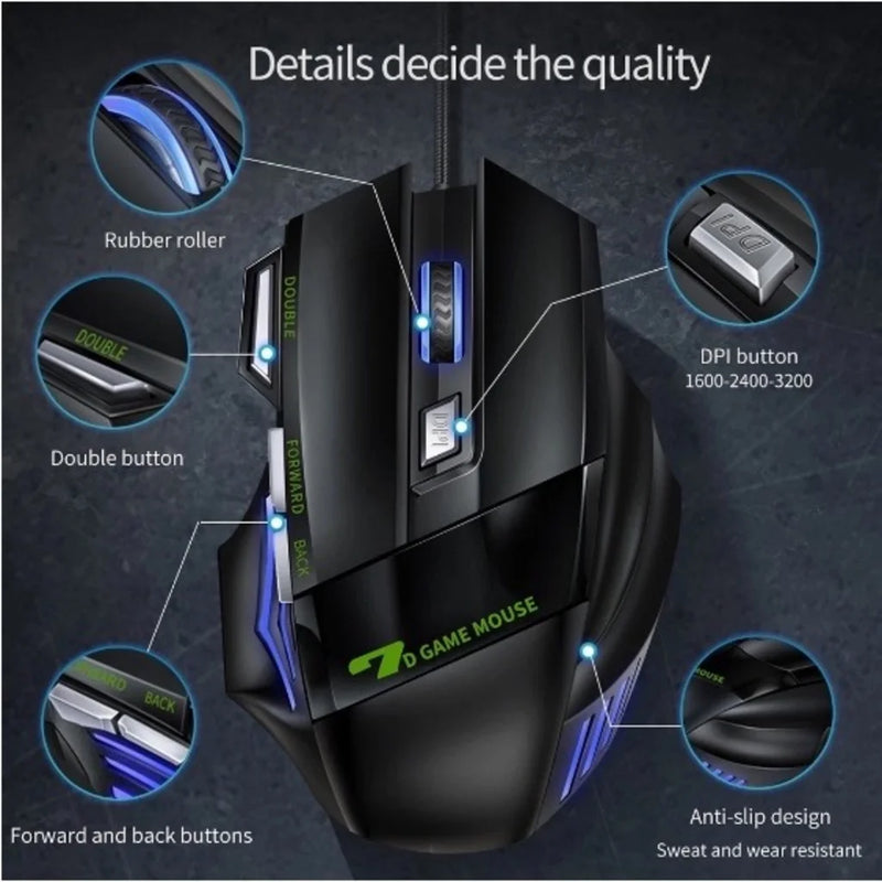Mouse gamer para jogo computador 3200dpi com LED