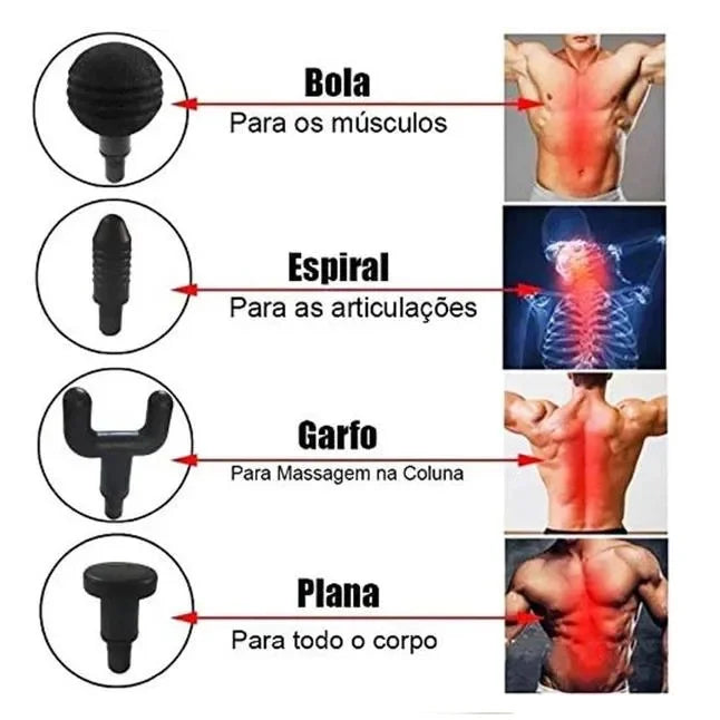 Massageador muscular elétrico profissional, pistola portátil