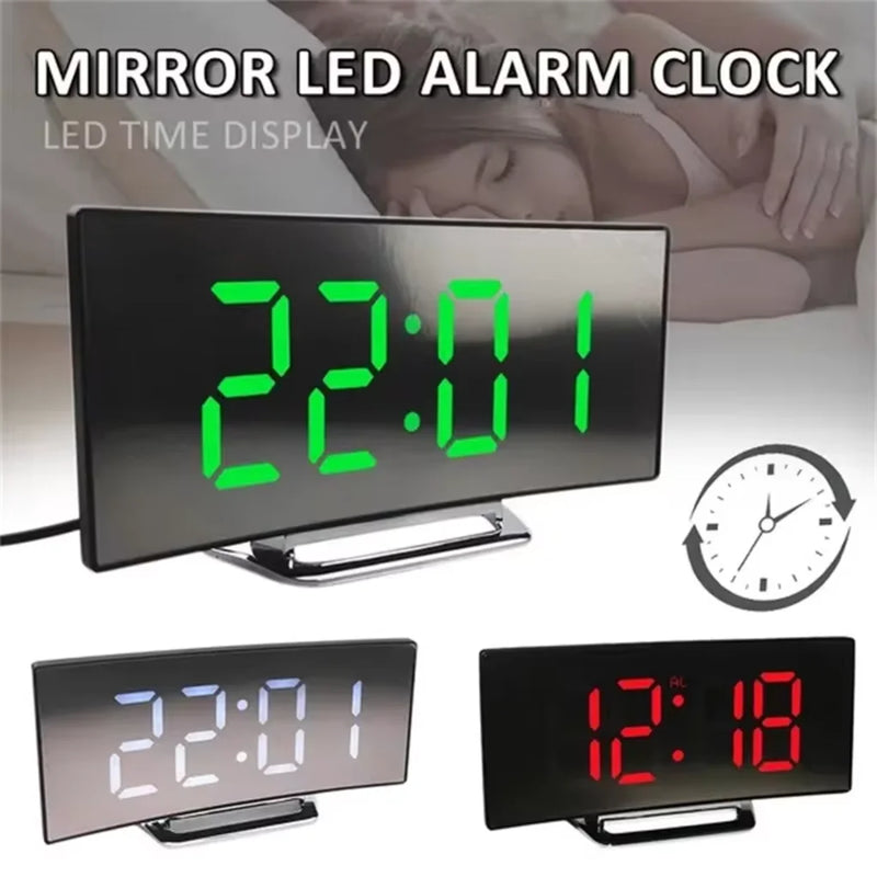 Despertador digital LED com tela curva