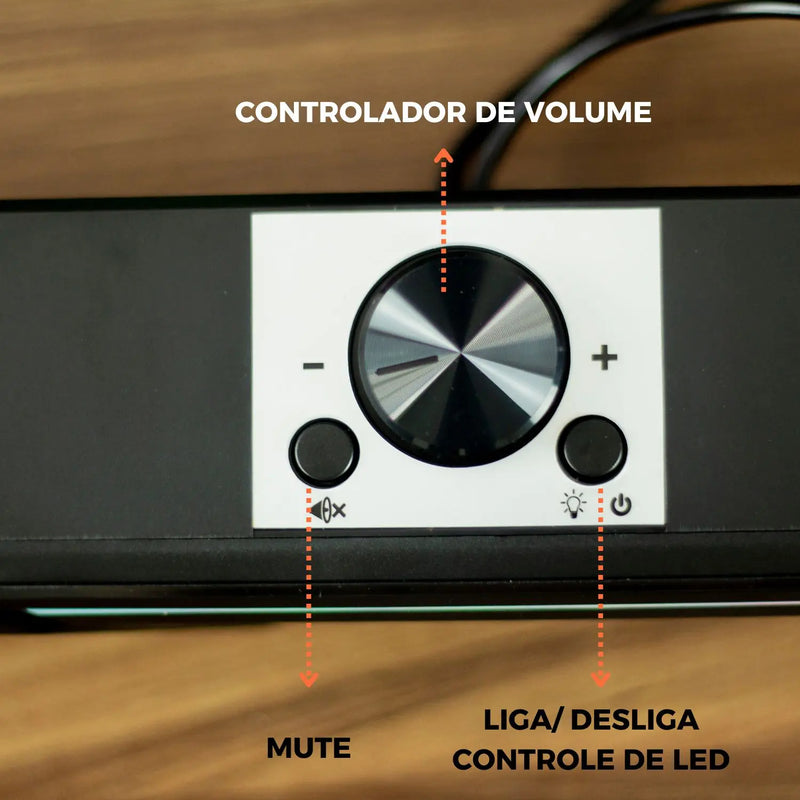 Caixa Som Gamer Caixinha Pc Computador Tv Potente Led Rgb P2