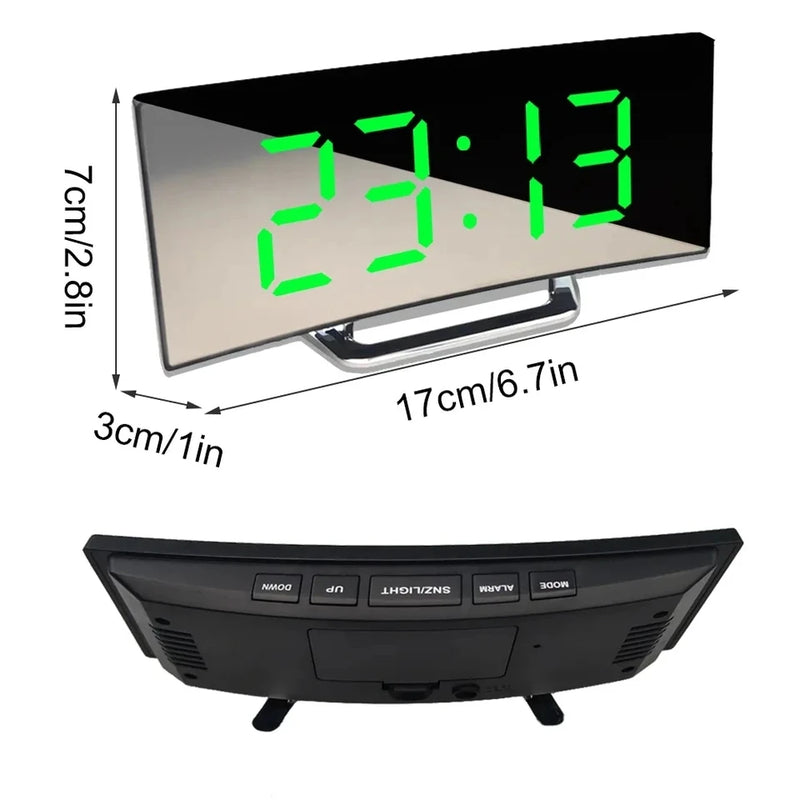 Despertador digital LED com tela curva