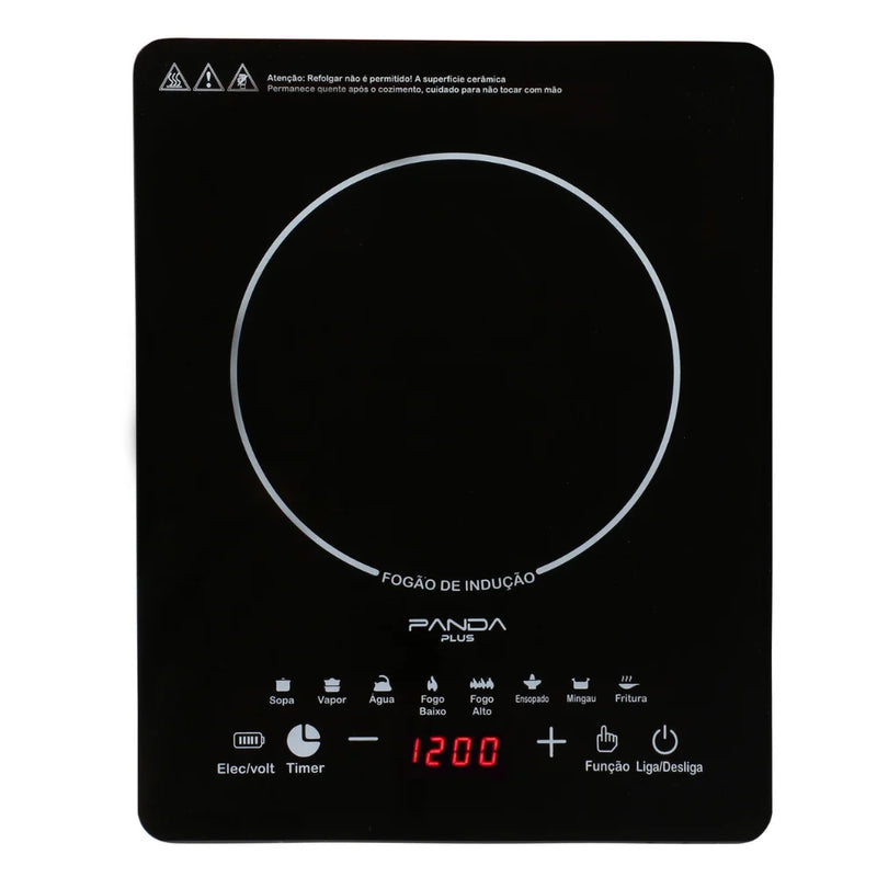 Cooktop de Indução Preto Bivolt, Portátil e Compacto, com Controle de Temperatura