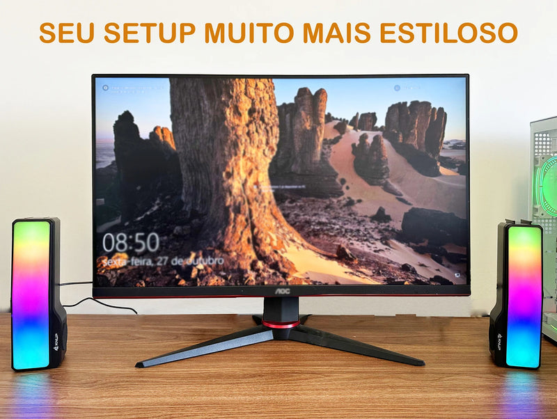 Caixa Som Caixinha Pc Computador Notebook Potente Led Rgb P2