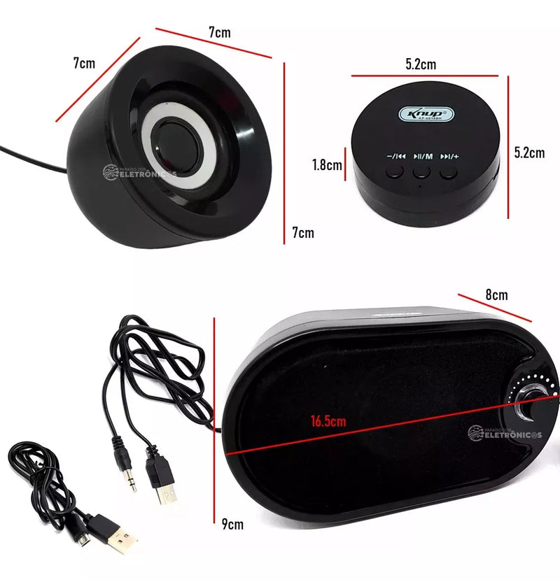 Caixa de Som Portátil com Subwoofer Potente para PC e Notebook
