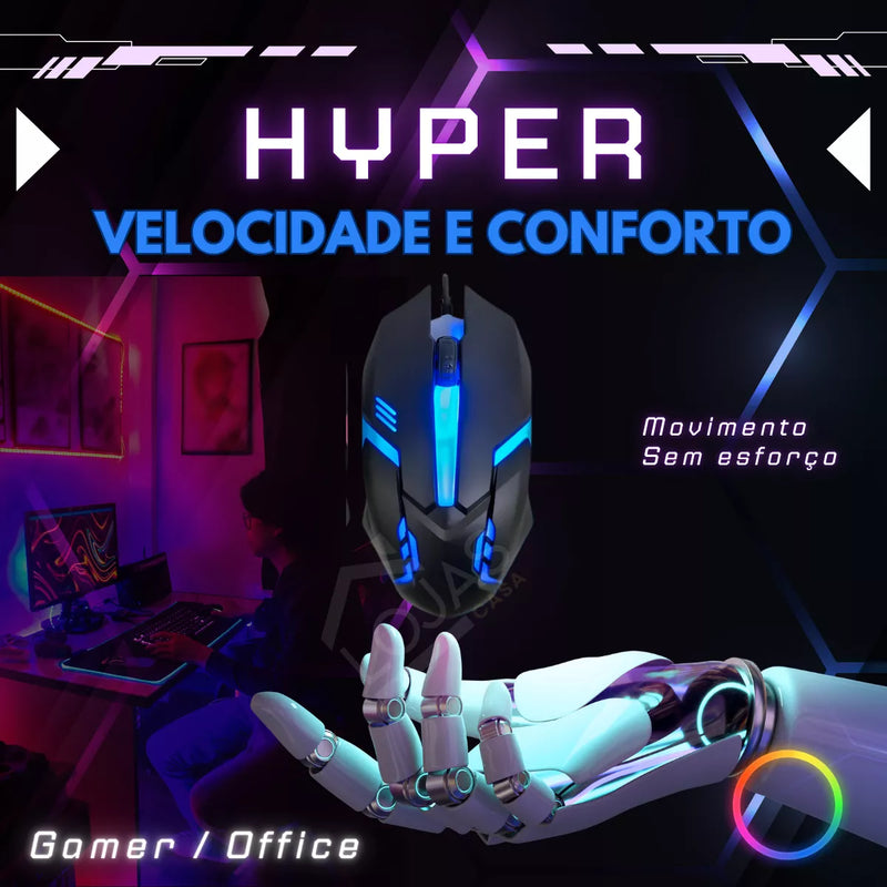 ALFA Mouse Gamer Usb 3200dpi Led Rgb Com Fio JX-M20