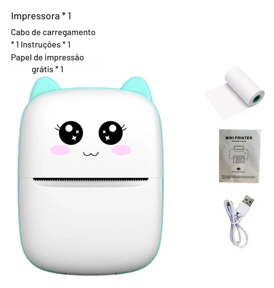 Impressora térmica sem fio Bluetooth portátil