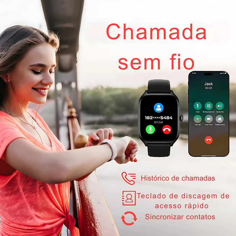 Novo relógio inteligente H9 com tela HD de 2,01 polegadas