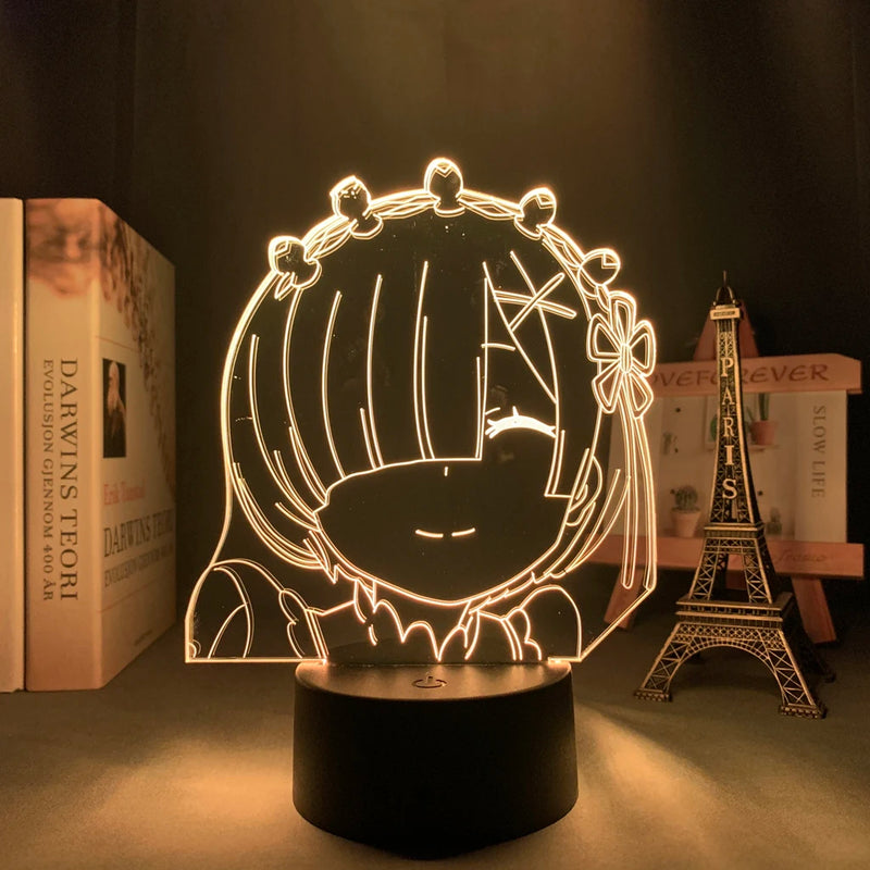 Lâmpada de anime Re Zero para decoração