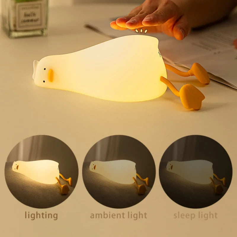 Pato Recarregável LED Night Light Pat Silicone Regulável