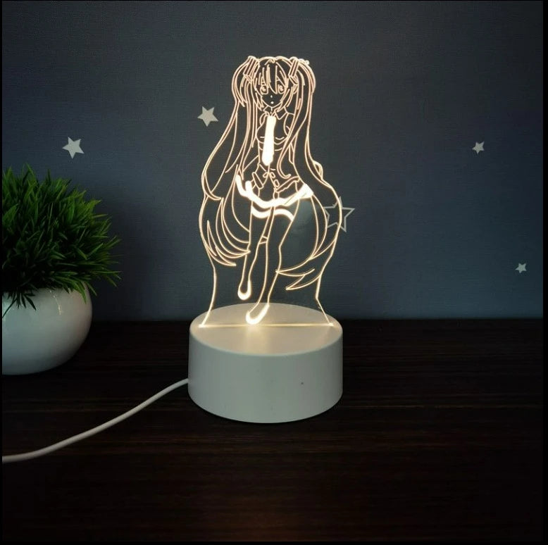 Luminária LED Luz Noturna Sala  Anime Hatsune Miku