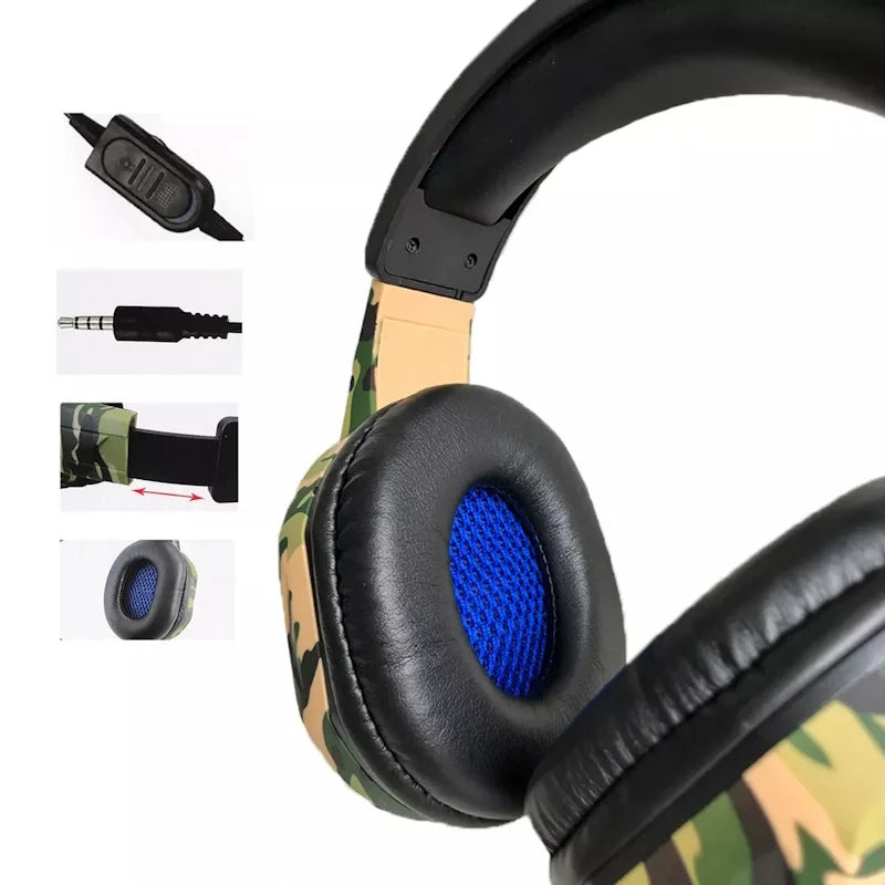 Camouflage Gamer Headset With Mic PS4 Xbox One Series PC