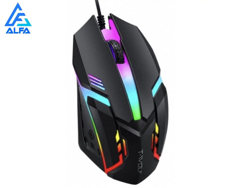 ALFA Mouse Gamer Usb 3200dpi Led Rgb Com Fio JX-M20