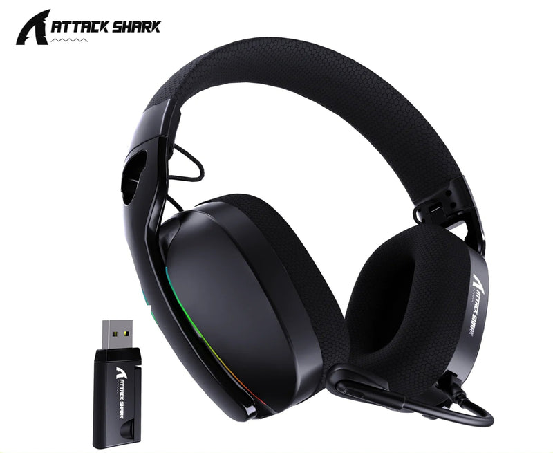 Headset Gamer ATTACK SHARK L90 Flexível, Destacável com Cancelamento de Ruído, RGB