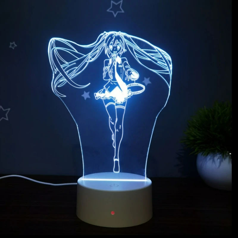Luminária LED Luz Noturna Sala  Anime Hatsune Miku