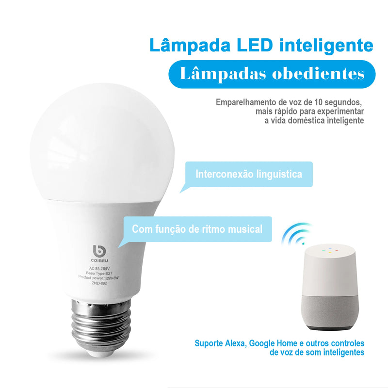 lâmpada inteligente casa inteligente com controle de cor