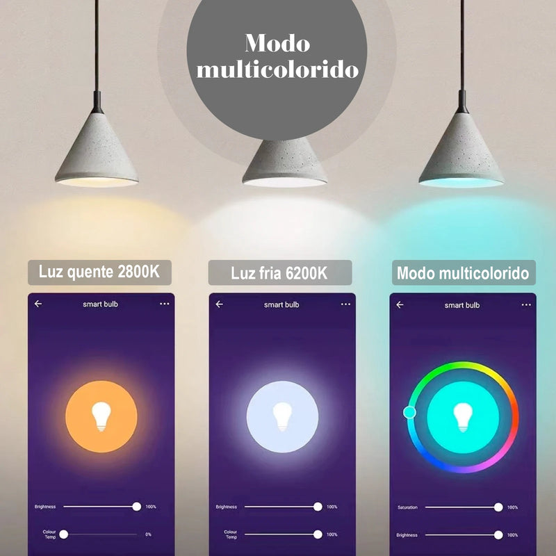 lâmpada inteligente casa inteligente com controle de cor