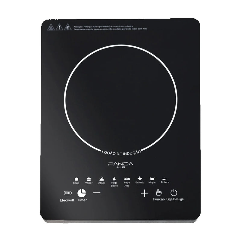 Cooktop de Indução Preto Bivolt, Portátil e Compacto, com Controle de Temperatura