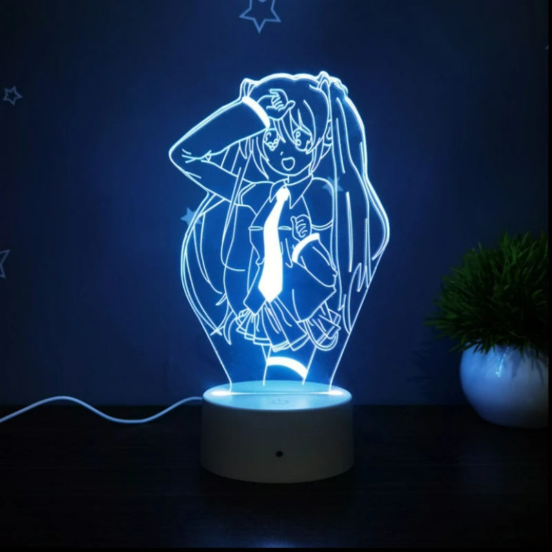 Luminária LED Luz Noturna Sala  Anime Hatsune Miku