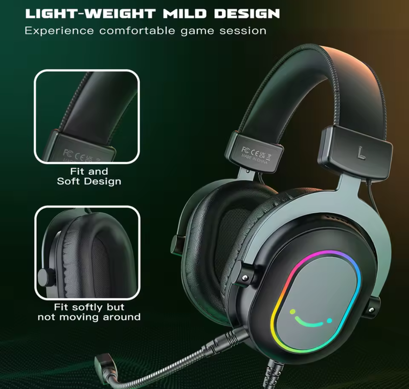 Fifine Fone de Ouvido RGB Dinâmico para Jogos.