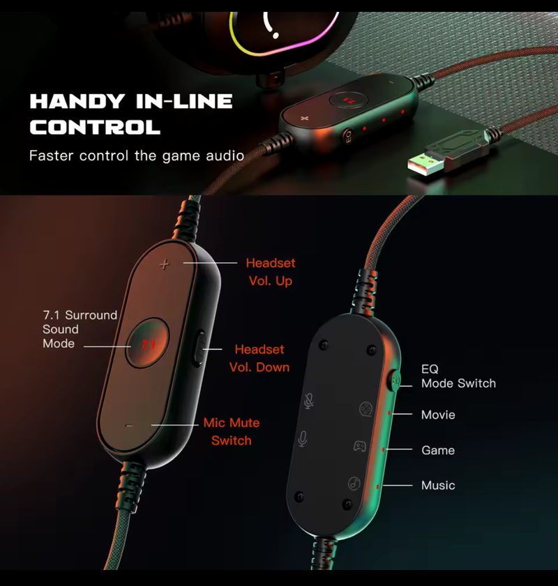 Fifine Fone de Ouvido RGB Dinâmico para Jogos.