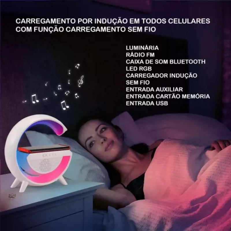 Luminária De Mesa G Speaker Smart Station Bluetooth C/ Som