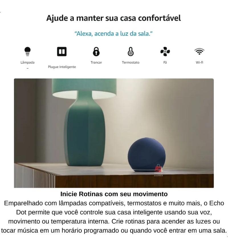 Amazon Echo Dot 5th Gen com assistente virtual Alexa