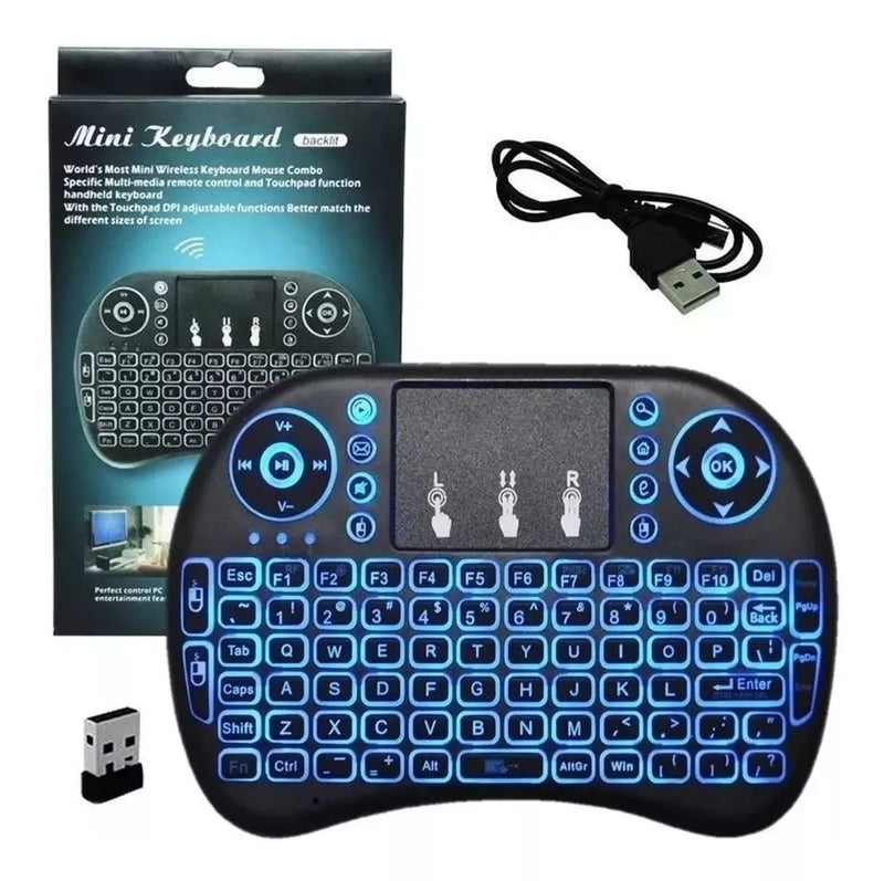 Mini Teclado Controle S/ Fio Touch Led Pc/note/gamer/tvsmart