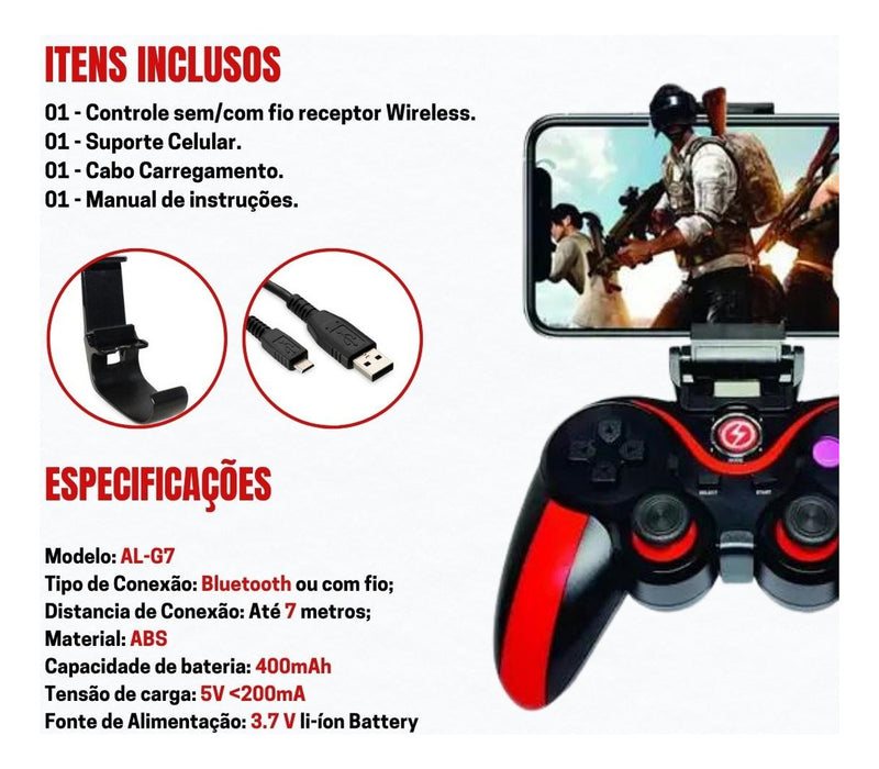 Controle Game Pad Joystick Jogos Bluetooth Celular Android