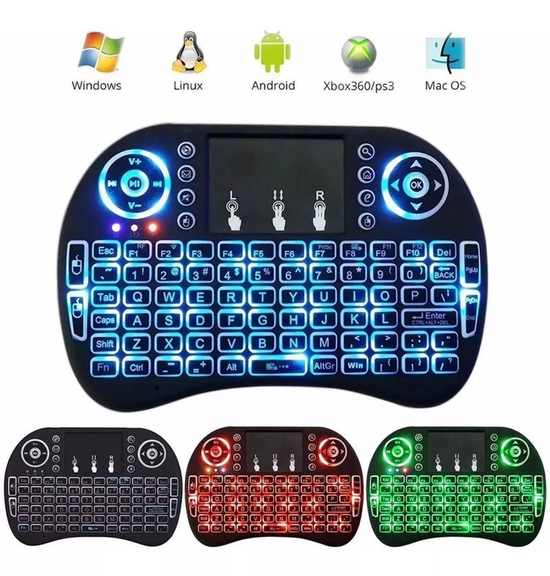Mini Teclado Controle S/ Fio Touch Led Pc/note/gamer/tvsmart